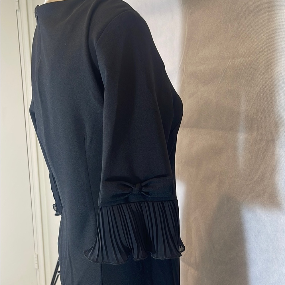 Elegant Black Dress with Pleated Sleeves - Picture 4 of 9